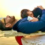 Ajay Devgn Instagram - Yug & I, finding our small moment of ☮️ in the ♥️ of Varanasi.