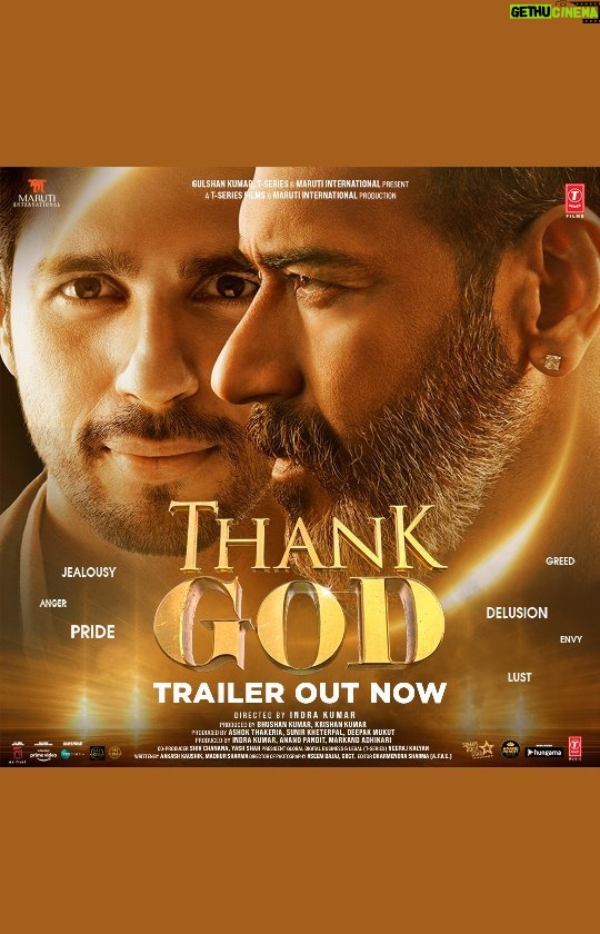 Ajay Devgn Instagram - The season of festivity is all set to start with the game of life, jahan hoga sabke karmon ka hisaab! #ThankGod Trailer out now. In cinemas on 25th October. @sidmalhotra @rakulpreet