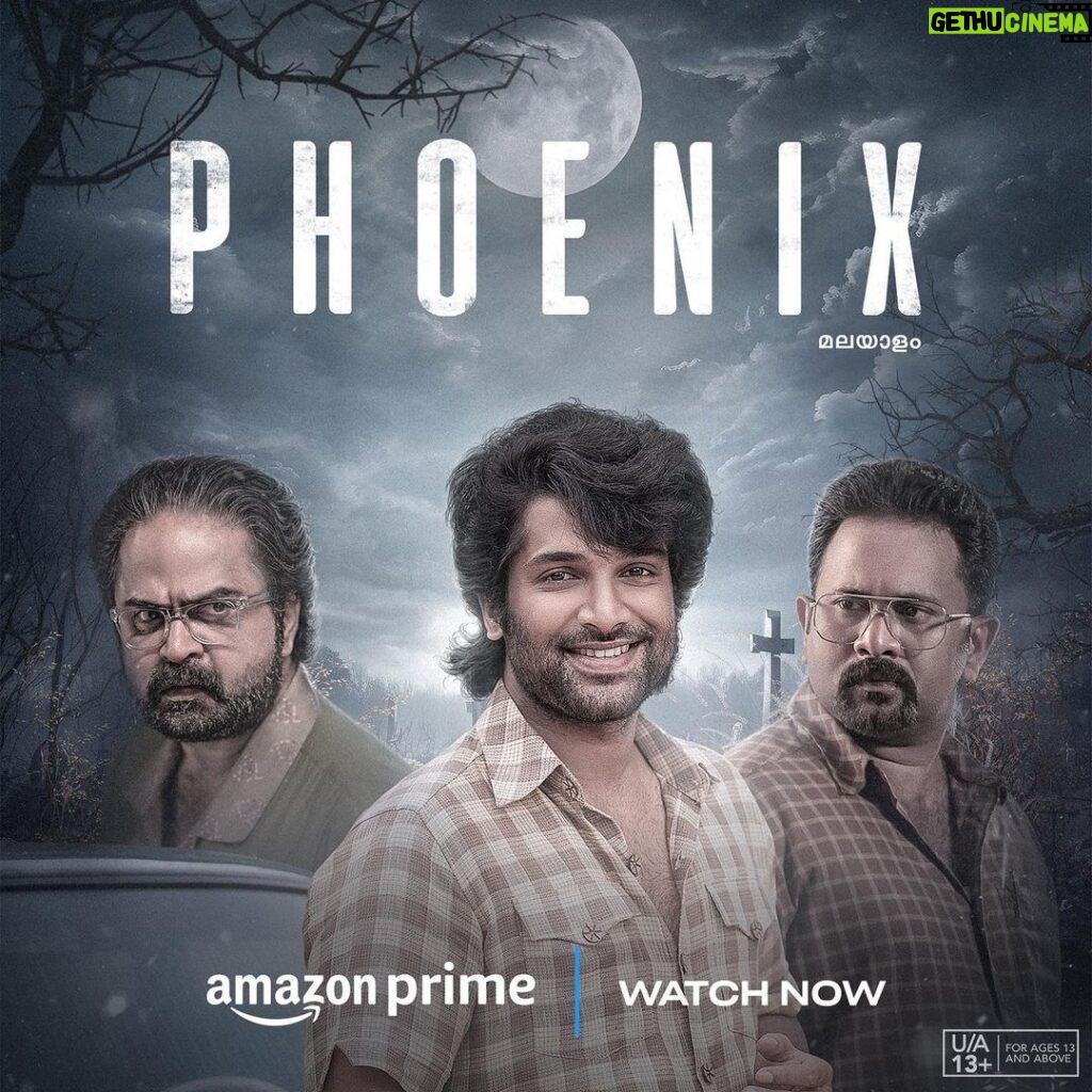 Aju Varghese Instagram - #phoenix after a fair run in theatres is coming to our homes in @amazonprime from today midnight at 12. Would love to hear your feedback’s for those who didn’t try in theatres. @vishnubharathanvb @midhun_manuel_thomas @thechandhunadh @nilja_k_baby @jess_kukku @abhiramibose @abram__r #aavanianjali @samcsmusic @knrinish @bhagath_manuel