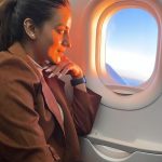 Akshara Singh Instagram – My favourite moment in time is when the sky goes from pink to orange to gold ✨ 

#magichour 

Varanasi ✈️ Delhi

#aksharasingh