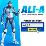 Alastair Aiken Instagram - My Icon skin hits the Fortnite store TONIGHT! 🥳 Please pop in code “ALIA” if you’re picking it up - Thank you! 🙏🏻💙