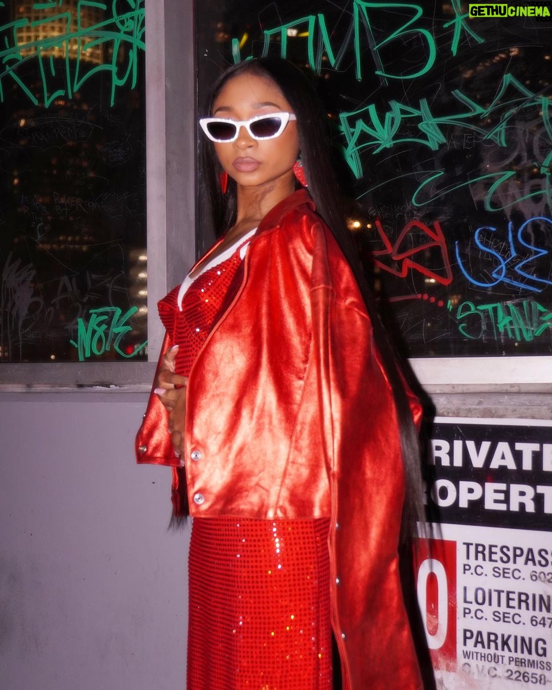 Alaya High Instagram - Gave him a lil sugar now he having heartaches, getting to the bread strawberry shortcake 🍰 Dress: @area Purse: @Zara Shades:@miumiu Jacket: @karlkani Styling: @sankaraxt Photos: @jqproductions Mua: @fukjacimjill Hair: @whoisvickyb
