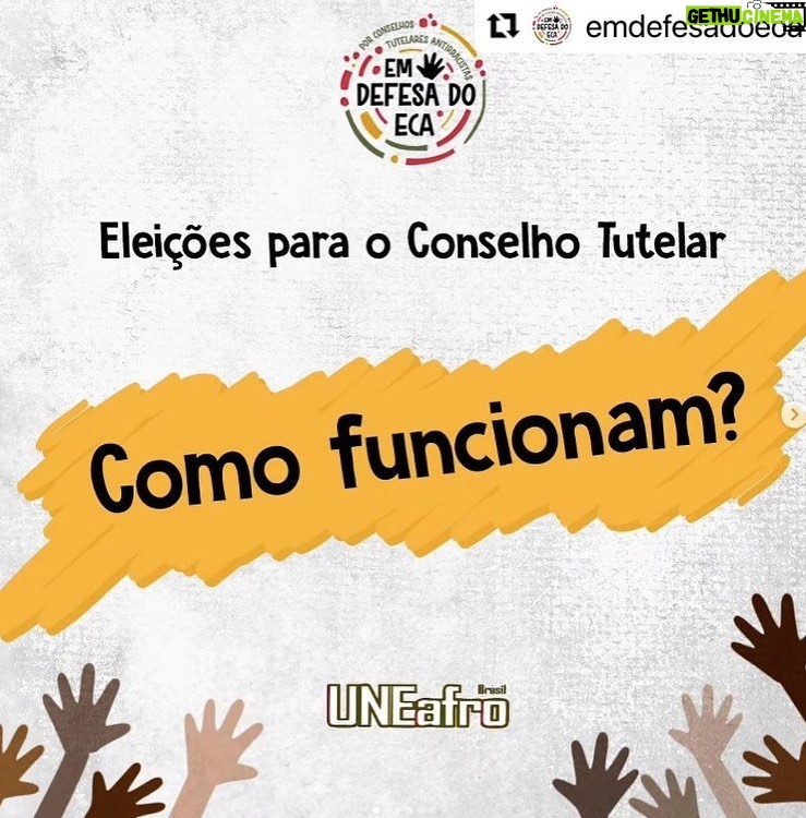 Alessandra Negrini Instagram - No dia 1º de outubro, próximo domingo, serão realizadas as eleições para os Conselhos Tutelares em todo o Brasil. Os cards acima explicam como funciona a eleição, que é muito importante! Os órgãos que respondem ao Conselho Nacional dos Direitos da Criança e do Adolescente (Conanda) e ao Estatuto da Criança e do Adolescente (ECA) funcionam como um importante instrumento de garantia de direitos fundamentais da infância e da juventude. Para a escolha dos seus candidatos sugiro que entrem nos sites do @endefesadoeca no " A eleição do Ano" eles possuem a lista de candidaturas antiracistas. @negrobelchior