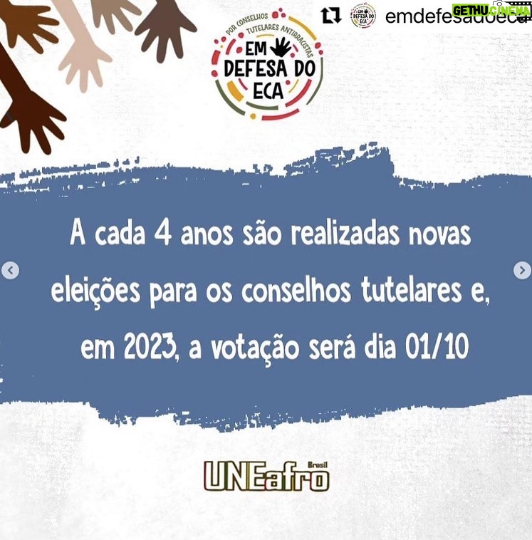 Alessandra Negrini Instagram - No dia 1º de outubro, próximo domingo, serão realizadas as eleições para os Conselhos Tutelares em todo o Brasil. Os cards acima explicam como funciona a eleição, que é muito importante! Os órgãos que respondem ao Conselho Nacional dos Direitos da Criança e do Adolescente (Conanda) e ao Estatuto da Criança e do Adolescente (ECA) funcionam como um importante instrumento de garantia de direitos fundamentais da infância e da juventude. Para a escolha dos seus candidatos sugiro que entrem nos sites do @endefesadoeca no " A eleição do Ano" eles possuem a lista de candidaturas antiracistas. @negrobelchior