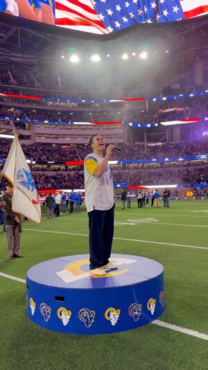 Alex Aiono Instagram - finally able to grasp this reality and share with y’all❤️ loved kicking off a clutch win with the national anthem last week at Thursday Night Football!!!! Let’s do it again sometime or anytime @rams!