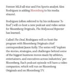 Alex Rodriguez Instagram - I believe we are in a new era of deal-making. One that is centered around media disruption, M&A, and athlete ownership.   Very excited to launch "The Deal" in early 2024, a new video podcast with @jasonkellynews and @bloomberg. We will talk to titans in business who have, and continue to, pave the way. Bloomberg