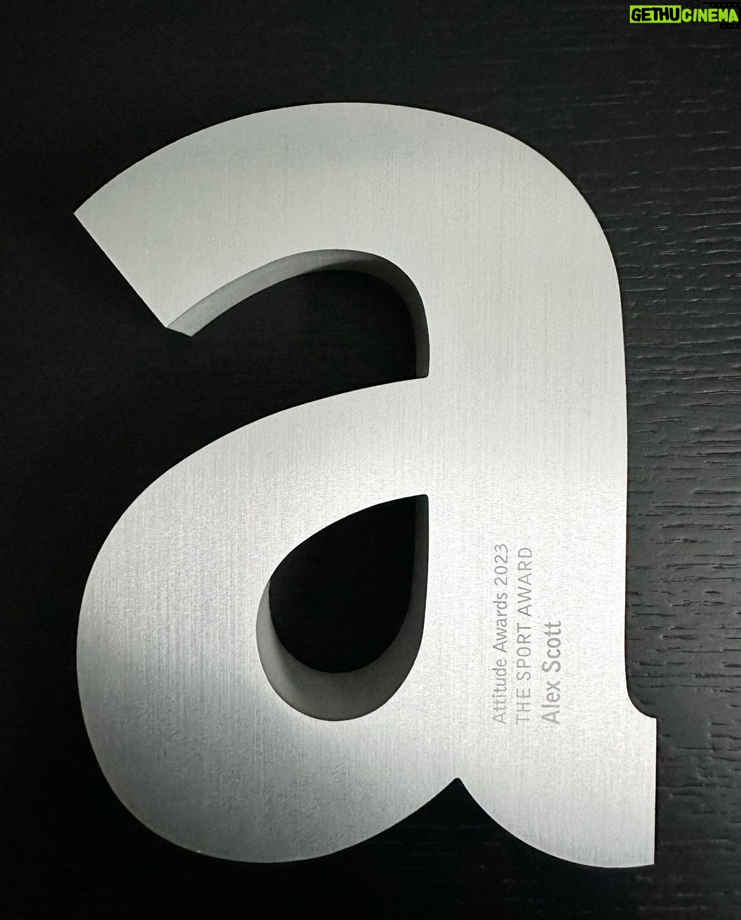 Alex Scott Instagram - To follow other sporting legends onto the cover of @attitudemag and to receive this award is an honour. Thank you @cliffjoannou & @darren.styles for seeing me and in reflection allowing me to see my growth and how comfortable I have become in my own skin, knowing who I am, what I stand for and who I represent Let’s continue to celebrate love in all its forms 🤎