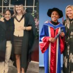 Alex Scott Instagram - Took mama to uni with me 🖤 Thank you @officialqmul for awarding me an Honorary Fellowship for invaluable contribution to the world of sport, social purpose and inclusion… what a special day. Slide 6: my friend Sarah graduated from the university 25 years ago, I was with her Celebrating her special day, fast forward to the present she came to celebrate with me 🥰