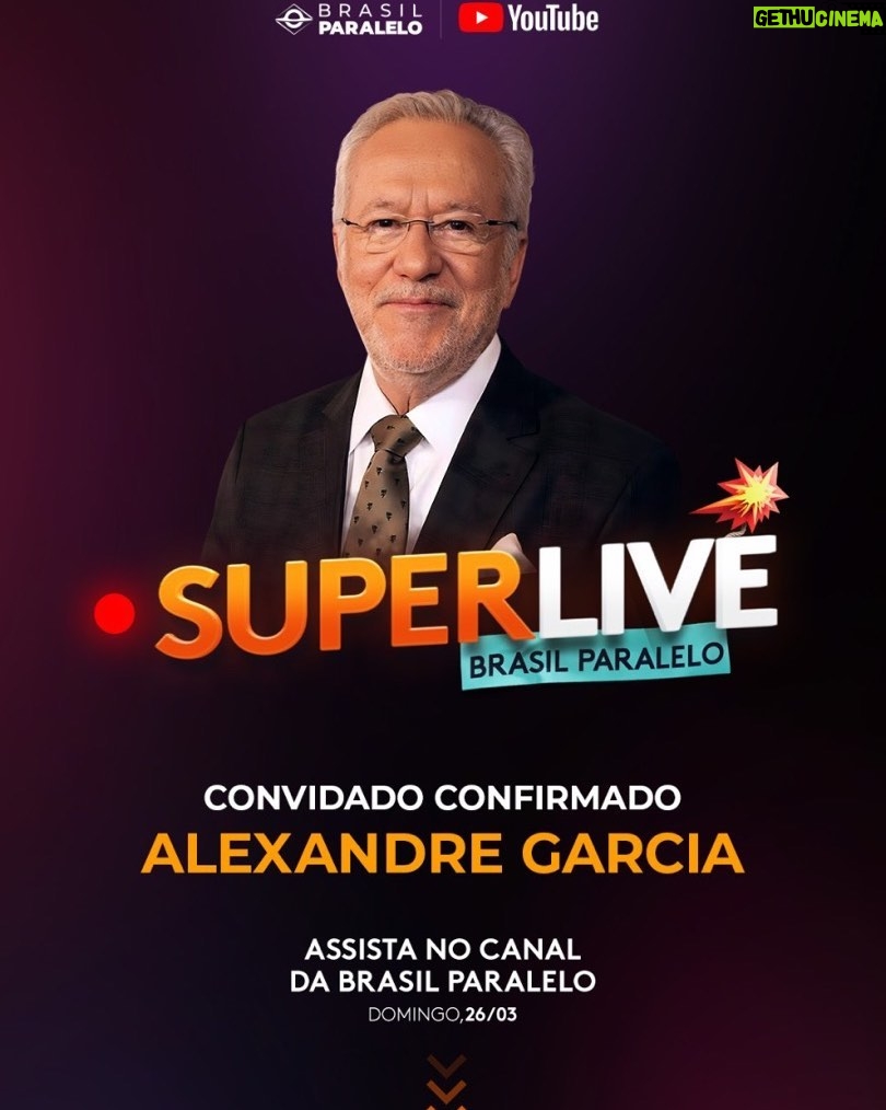Alexandre Garcia Instagram - Domingo, 26. Às 21h.