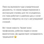 Alexey Navalny Instagram – Вообще за такое в тюрьме легко могут убить.
Тупо закроют в ШИЗО и забьют до смерти. Уж больно дерзким выглядит это в глазах тюремной администрации.
Но я пока отделываюсь тем, что каждый день специальная комиссия выносит мне выговор. А еще меня официально “предостерегли” от совершения готовящегося мной преступления.
А я просто создал профсоюз зэков и тюремщиков. Серьезно. И у нас уже есть победы.
Привет, это Навальный – лидер и учредитель профсоюза граждан, трудоустроенных на предприятиях уголовно-исполнительной системы, «Промзона».
Ну а почему нет-то? Я работник колонии. Швей. И другие зэки тоже работники. И охранники тоже работники колонии. С точки зрения трудовых прав мы не различаемся. Мы можем создать профсоюз для защиты своих прав.
Те, кто следил за моей деятельностью, знают, что я большой сторонник профсоюзов. Это очень важно – добиваться большей зарплаты и лучших условий труда.
Мы много помогали профсоюзам, и я знаю, как сложна и часто просто опасна работа в по-настоящему независимом и боевом профсоюзе.
Ну, если я призывал делать это других, то стоит сделать это и самому, пусть даже в самом опасном для этого месте, где забастовки, неповиновения и собрания прямо запрещены.
За забастовку здесь по действующим правилам вас закроют в ШИЗО. И, скорее всего, станут пытать (это, правда, уже не по правилам, а по доброй традиции).
Ну и вот. Я составил документы и отправил уведомление о создании профсоюза директору ФСИН и начальнику моей колонии.
Первой наградой мне были дикие глаза сотрудников администрации. Они думали, что я шучу, когда я говорил о профсоюзе. И теперь называют его исключительно “незаконным”.
Потом меня стали ежедневно вызывать на дисциплинарную комиссию и давать мне выговоры по всяким формальным причинам: нарушение формы одежды и т. д.
Потом ко мне в барак пришла целая делегация и торжественно вручила мне “предостережение о готовящемся преступлении” (в карусели). Его я, значит, готовлю, создав профсоюз.
Зэки, честно скажу, испугались профсоюза еще больше администрации.
(Продолжение в карусели)