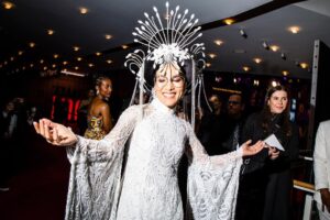 Ali Wong Instagram - A big thank you to @thainguyenatelier for this stunning custom #Time100 gala áo dài and headpiece. And thank you to @plastiquetiara for the inspiration 💗 

Photo: @kristaschlueter for @nytimes 
Makeup: @danielmartin 
Hair: @tommy_buckett