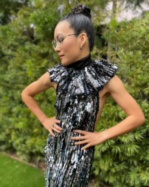 Ali Wong Instagram - CHICAGO, DETROIT, TORONTO, NEW JERSEY and PHILADELPHIA! I’ll see u in just two weeks. Link to tix and info in bio ⬆️ 

🙏 everyone who got me out of my tracksuit and greasy hair for the @filmindependent Indie Spirit Awards
Styling @taraswennen 
Dress @congtriofficial 
Makeup @danielmartin 
Hair @claytonhawkins 
Nails @thuybnguyen 
Jewelry @castjewelry 
Shoes @brandonblackwoodnyc
