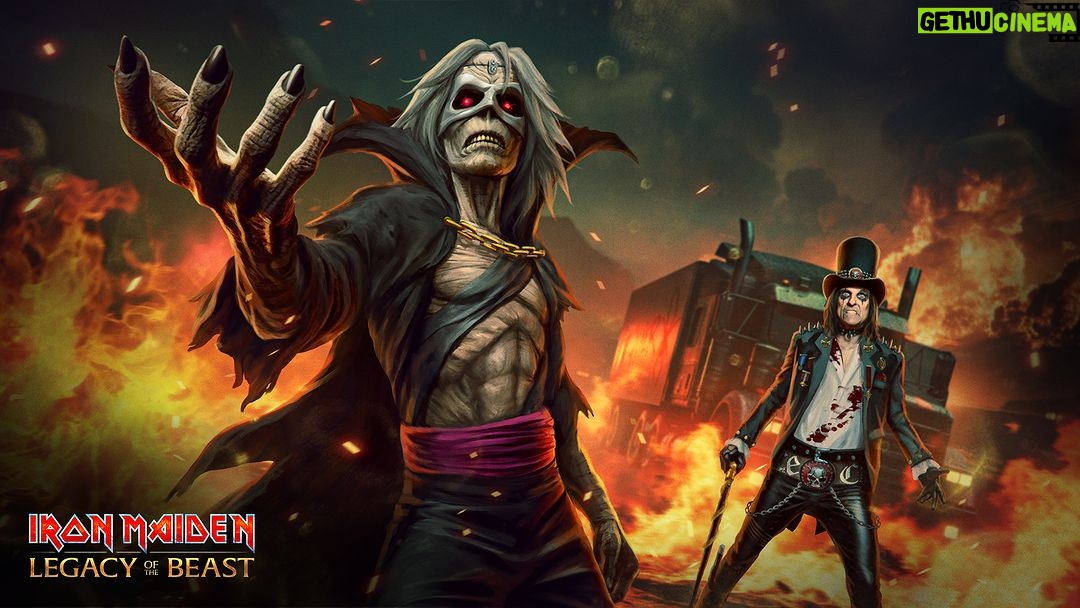 Alice Cooper Instagram - Alice and Phantom Eddie are coming to your device in stunning wallpapers! Visit the Legacy of the Beast website now and download the mesmerizing Alice Cooper Collaboration wallpapers! Transform your screen into a metal masterpiece 🔗https://ironmaidenlegacy.com/portfolio_page/alice-cooper #MetalWallpapers #AliceCooperCollaboration
