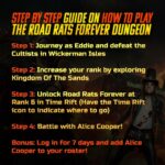 Alice Cooper Instagram - If you're NEW to Legacy of the Beast, download the game NOW and prepare for an epic adventure! Here's a quick guide to get started on your journey and how to jump in to the Alice Cooper dungeon event "Road Rats Forever"! 👊💥 🔗 https://bit.ly/RoadRatsForeverDungeon