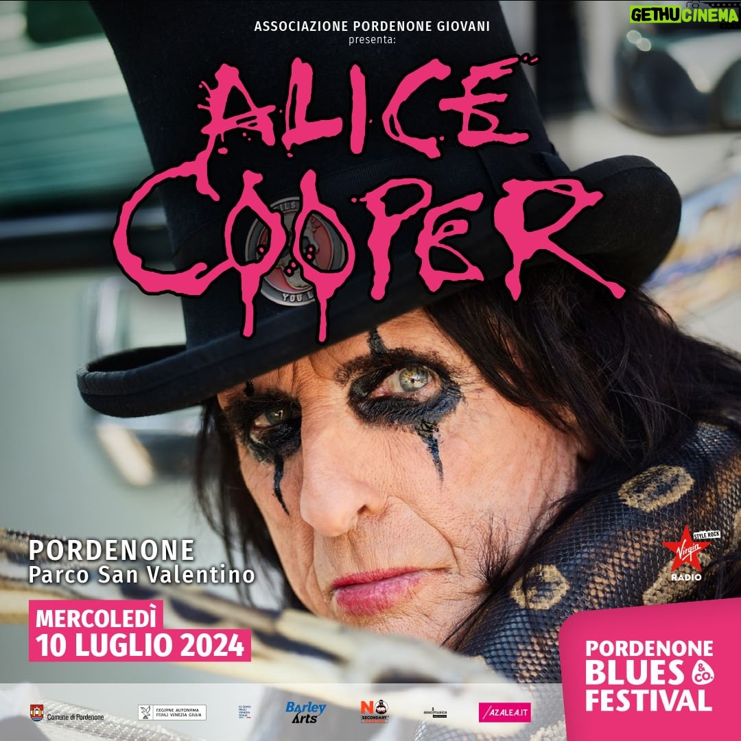 Alice Cooper Instagram - Italy, join me in the madness. Pordenone Blues Festival tickets on sale now. 🎟️: https://www.ticketone.it/artist/alice-cooper/