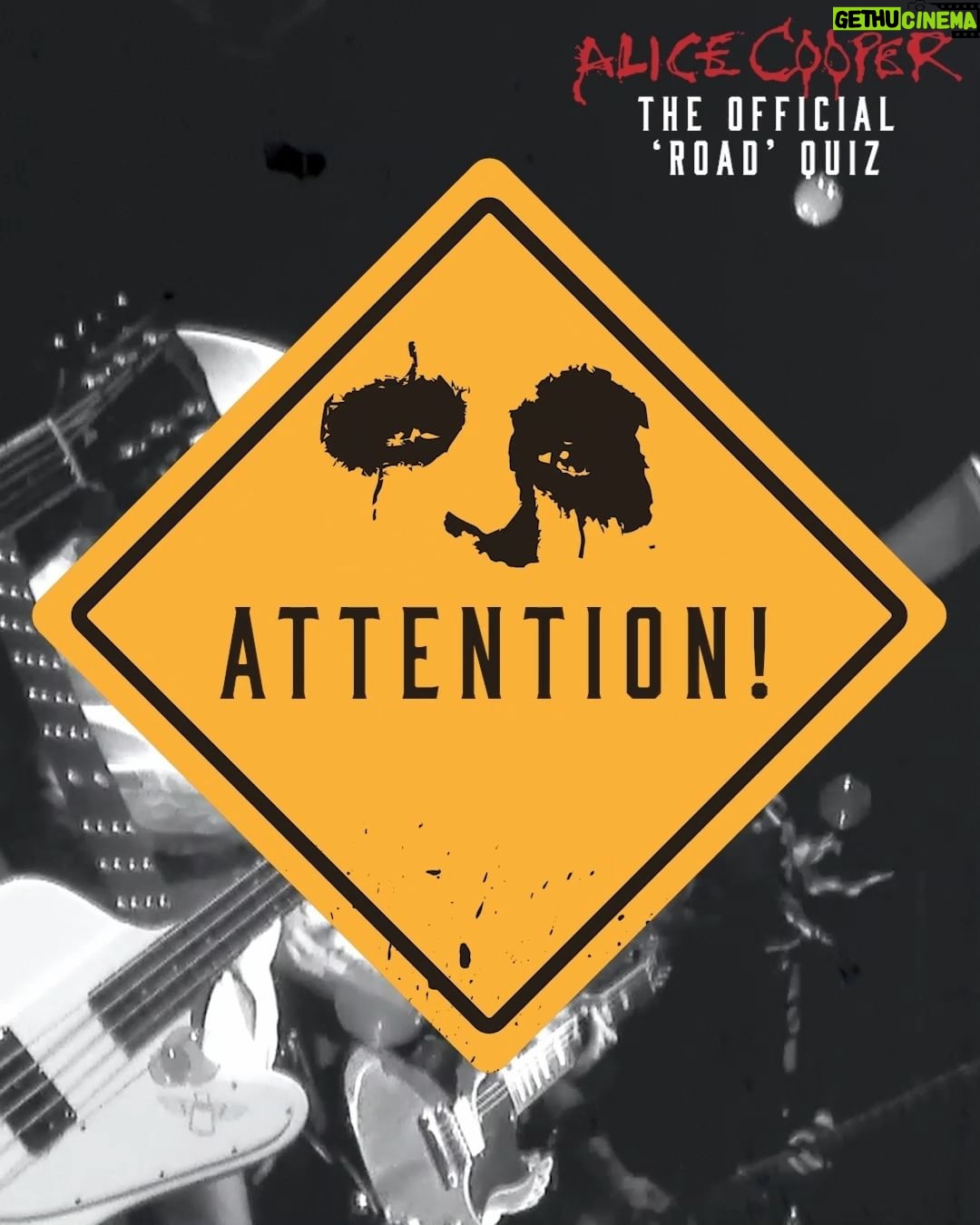 Alice Cooper Instagram - Where will you end up when you hit the road with Alice Cooper? Take the Official 'Road' Quiz now and see how well you know Alice! But be careful, even the slightest misstep will leave you stranded! 🔗 https://heyflow.id/alice-cooper-road-quiz