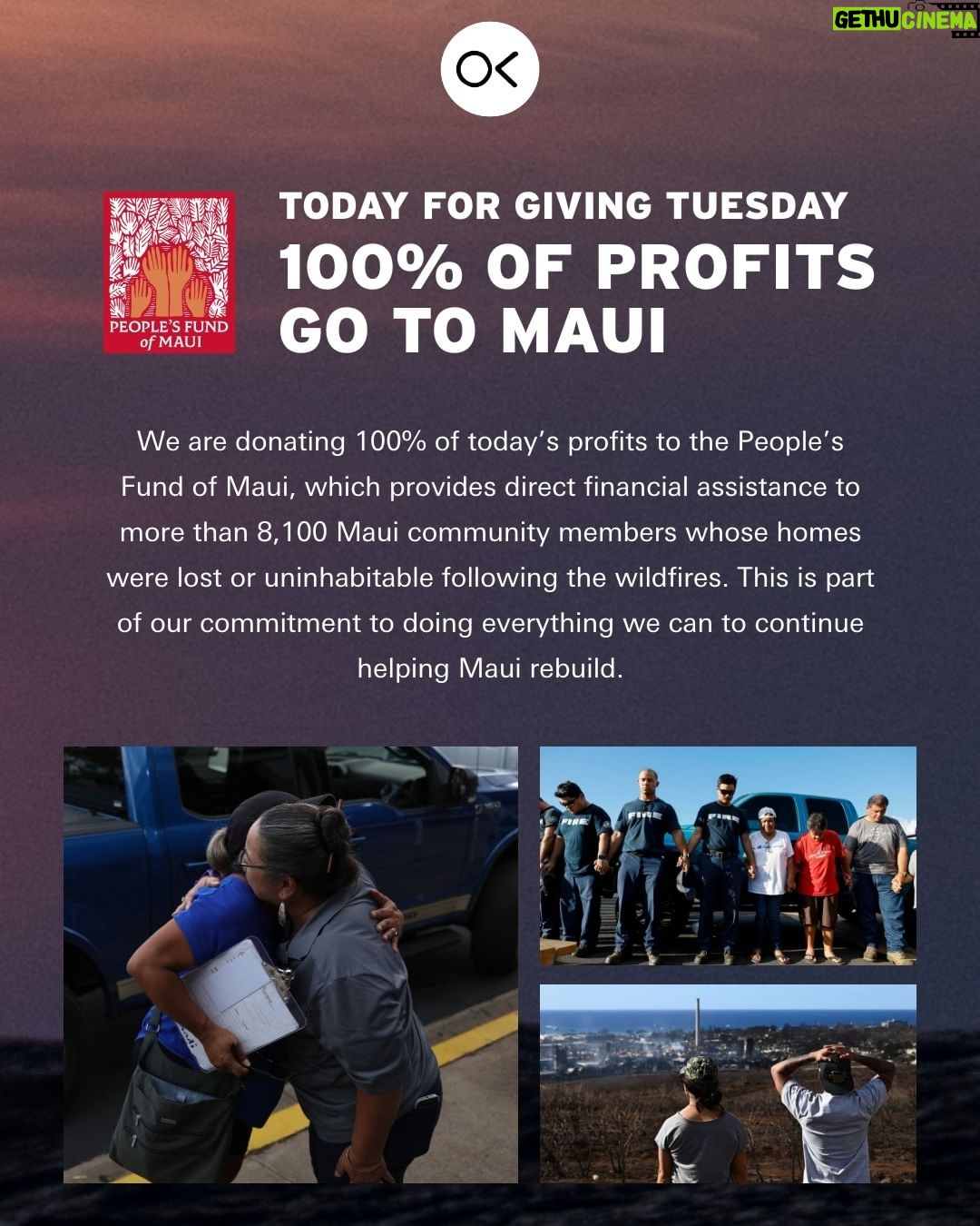 Alice Cooper Instagram - Today Only: @outerknown is giving 100% of Profits to helping Maui rebuild after the wildfires. Shop to give at OuterKnown.com
