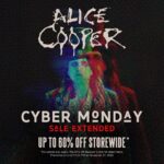 Alice Cooper Instagram - Just when you thought it was over, the gift keeps on giving. Score up to 60% off storewide Cyber Monday. But hurry, this sale ends tonight! 🔗: https://www.shop.alicecooper.com