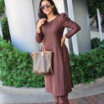 Alya Manasa Instagram - Thanks @m_lady_couture for a new trending Outfit for this new year 2024 Thank u 💓 so much bcoz my dms are flooded with complements that Outfit is so trending & Classy All Thanks to @m_lady_couture If u guys want to match ur handbag then customization of color can also be done ..nd perfect stitching which gives me super shape Follow @m_lady_couture for best dresses for ur festive seasons