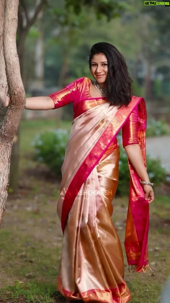 Alya Manasa Instagram - Mesmerizing in every drape! @alya_manasa gracefully draped in a stunning saree from Snehalayaa. Elegance personified, she effortlessly embodies the timeless charm of our curated silk collection. 💖 VC: @ashokarsh #SnehalayaaSilks #AlyaManasa #SareeElegance