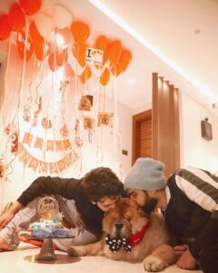Amaal Mallik Instagram - Our little boy is 8 years old now and still as grumpy, prideful, lazy and the most handsome boy ever 😘🦁 On days when @armaanmalik and I feel completely exhausted we find the strength to get up and work harder because we want the best for him. You have loved us at every step and being covered all over in your hair is the best feeling ever…God bless you with good health and a long life. A day of squishes and belly rubs will begin 🫠 Happy Birthday @hihandsome08 ♥️
