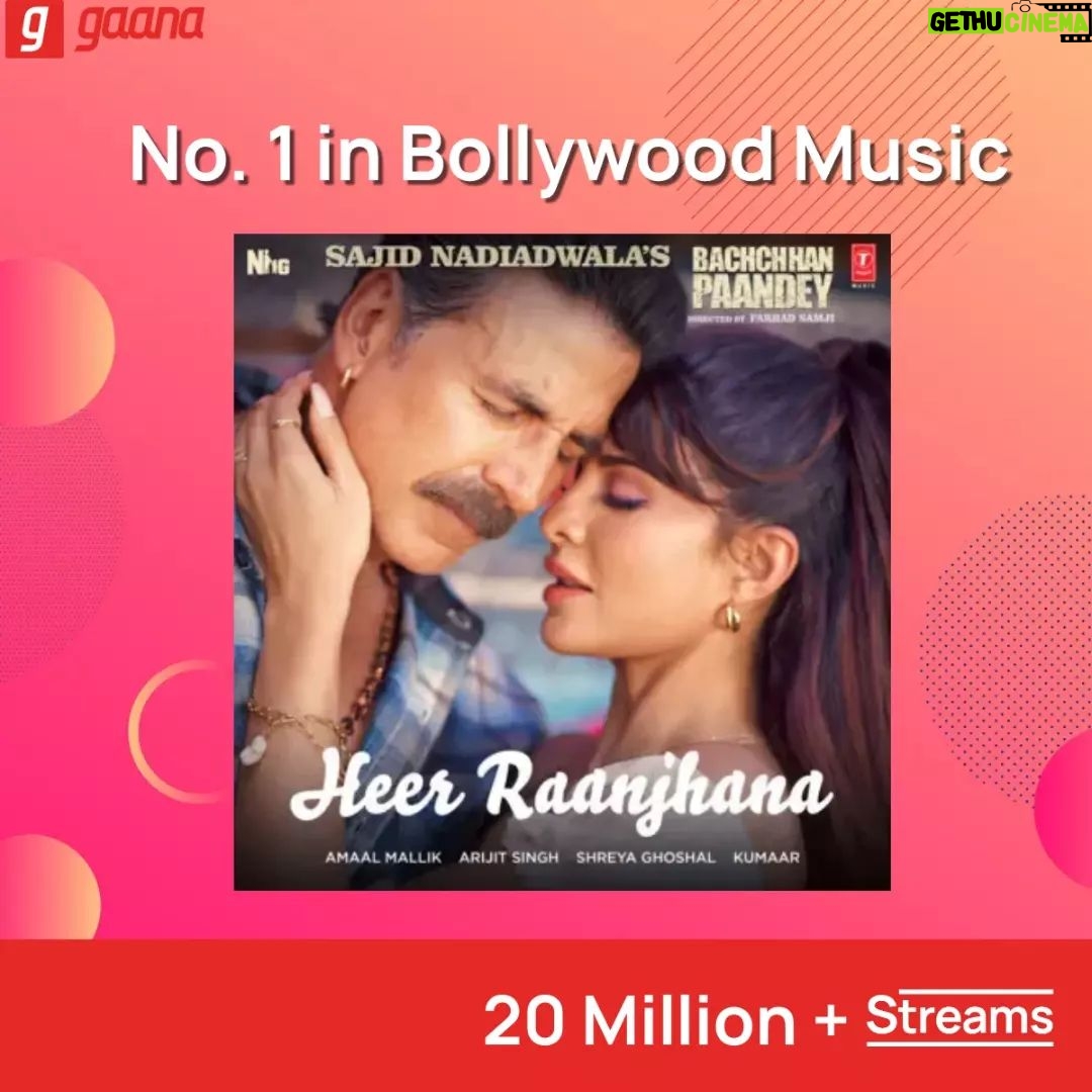 Amaal Mallik Instagram - @amaal_mallik ke dhun par Heer Raanjhana ki Bhaukaal Jodi tops the bollywood music on Gaana @shreyaghoshal @arijitsingh @jacquelinef143 @arshad_warsi @akshaykumar @kumaarofficial @farhadsamji @tseries.official @tseriesfilms #amaalmallik #HeerRaanjhana #BachchhanPaandey