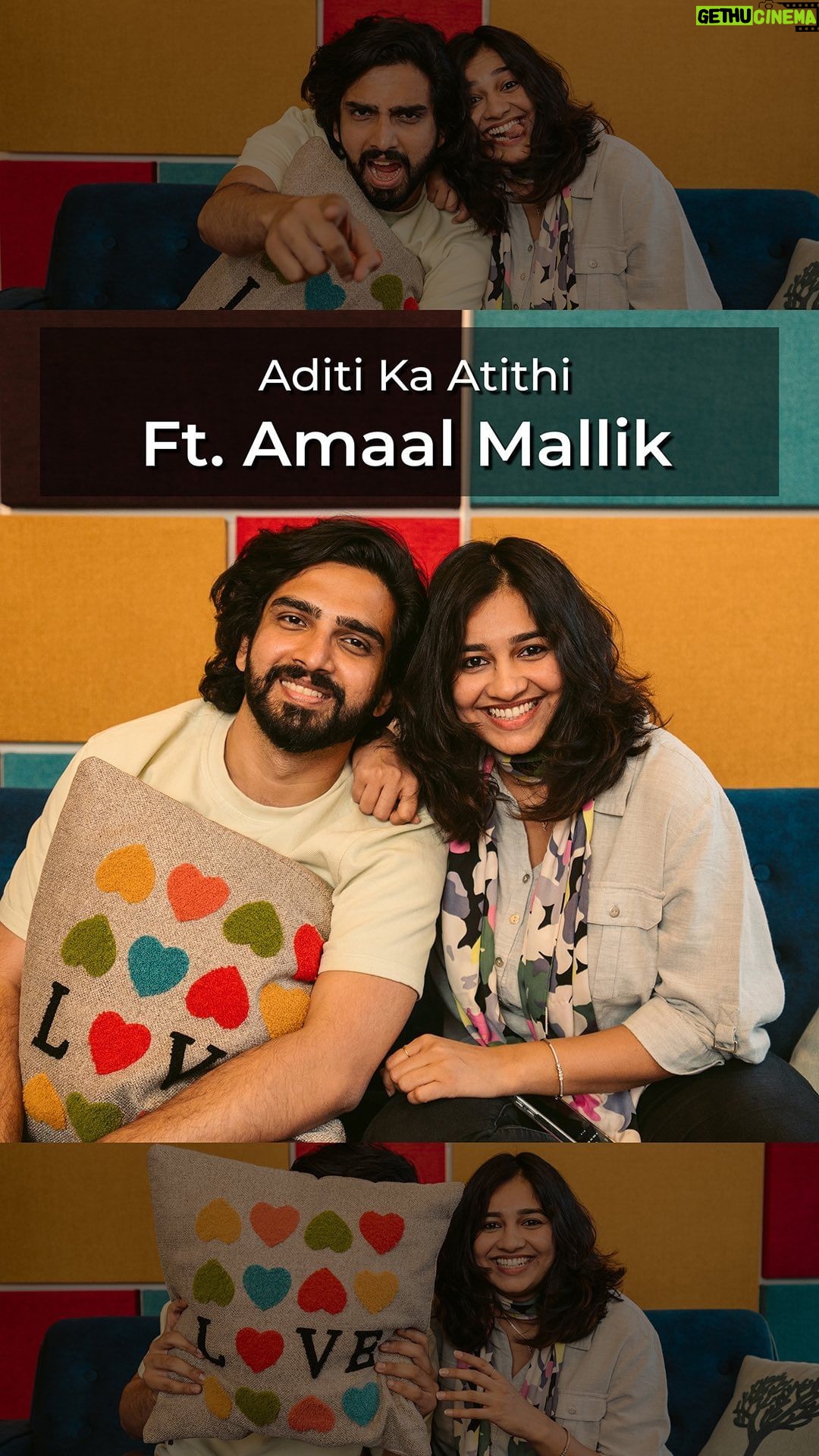 Amaal Mallik Instagram - Congratulations @amaal_mallik for completing 100th song 🦋🫶🏻Super happy to have you here in Ahmedabad after ages ♥️ We will create that fun vlog very soon… 🤍 #TujheChaahtaHoonKyun #AmaalMallik #AditiKaAtithi Aditi Raval Studio