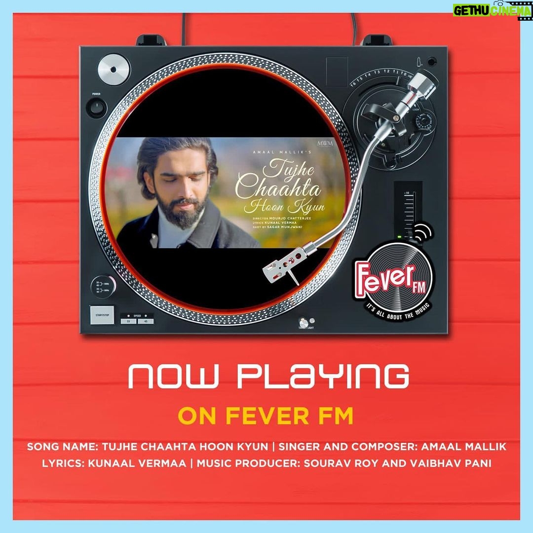Amaal Mallik Instagram - đ”TUNE IN for âTujhe Chaahta Hoon Kyunâ by @amaal_mallik now PLAYINâ across India đ»đ€ show some loveeee in comments for AMAALâs 100th song. #amaalmallik #feverfm #tujhechaahtahoonkyun #music