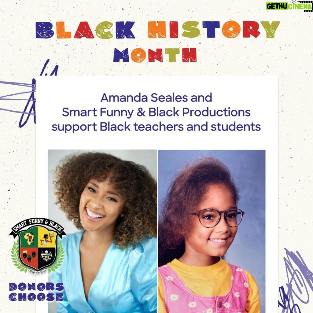 Amanda Seales Instagram - Thank you to @AmandaSeales and @SmartFunnyandBlack for supporting Black teachers and students in Amanda’s childhood and current neighborhoods of Inglewood and North Hills, CA! Today, in these towns Black educators and teachers who teach at schools where more than 50% of the students are Black will wake up to fully funded projects!