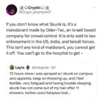 Amanda Seales Instagram – It’s been 140+ hours since @columbia student @itslaylas__ was sprayed with Skunk on campus. “Skunk is a malodorant, non-lethal weapon used for crowd control by the Israel Defense Forces (IDF).”

🚨: “if y’all could pls contact your elected officials (especially in nyc) about columbia students being attacked with chemical weapons, i would rlly appreciate it.” – @itslaylas__ 
_ _ _
tweet: @Crypt_phantom17
