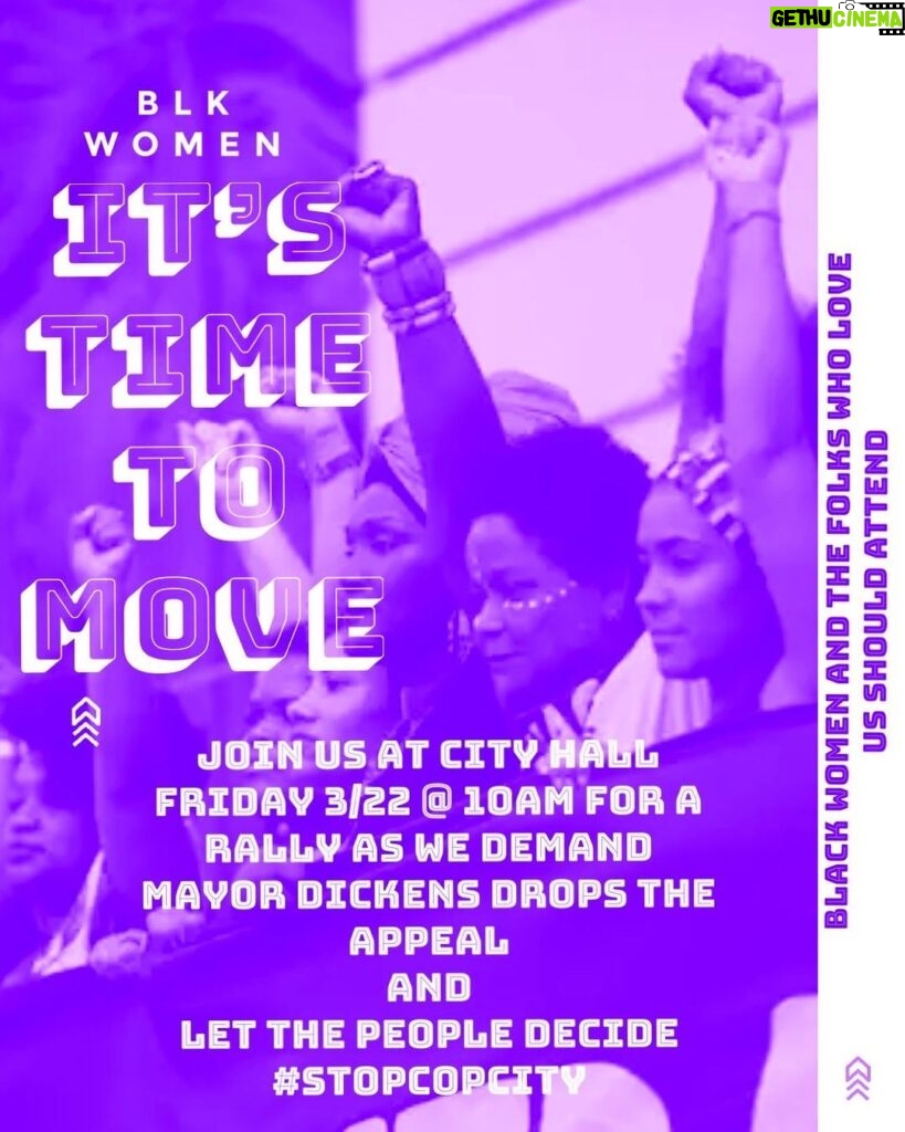 Amanda Seales Instagram - Join us at City Hall on Friday at 10 AM to demand that Mayor Dickens and the City of Atlanta drop the appeal to block the Stop Cop City petition. Over 116,000 Atlanta residents have signed a petition that would put the city’s $91M Public Safety Training Center known as Cop City on the ballot. Since then, Mayor Dickens, the Atlanta City Council and the Georgia State government have colluded to keep the issue off the ballot and silence and suppress their constituents voices. All Black women and those who love us are invited come to City Hall to tell Mayor Andre Dickens that we will not stand for this voter suppression. Drop the appeal! Let the people decide! Stop cop city! #stopcopcity #letthepeopledecide #atlanta