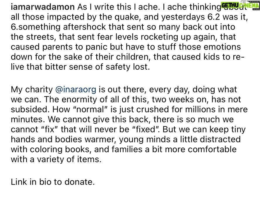 Amanda Seyfried Instagram - From @inaraorg and @iamarwadamon: a very real update after another quake