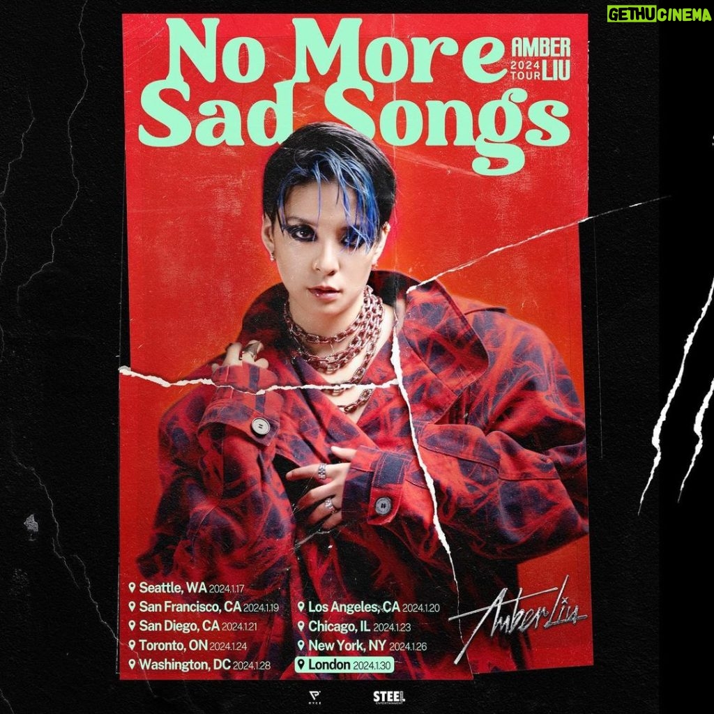 Amber Liu Instagram - No More Sad Songs Tour TIX ON SALE! 10AM Local Time 1.17 - Seattle, WA 1.19 - San Francisco, CA 1.20 - Los Angeles, CA 1.21 - San Diego, CA 1.23 - Chicago, IL 1.24 - Toronto, ON 1.26 - New York, NY 1.28 - Washington DC 1.30 - London **DATE CHANGE**