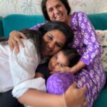 Amruta Khanvilkar Instagram – Ahilya and Aaryav had memorable bonding time with their Amu atya (attu) and Biu aaji ❤️. Lots of cozy time spent at home, playing with atya and aaji. Aaji fed them both lots of yummy food! Amu atya took us out to have authentic Kolhapuri food :) #sweetmemories #family Mumbai – मुंबई