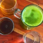 Amruta Khanvilkar Instagram – #amuchifitnessjourney 
Meet my 4 #foodsbffs 
1) water – 3 to 4 litres a day is a must and we all know the miraculous benefits this one has to offer 
2) my green juice – cucumber, celery, spinach , green apple and a hint of ginger – I boil spinach for a little while cos i have raw food sensitivity … grind everything together and strain it … trust me it’s truly tasty …. I have it after my water 
3) fennel( badishep) seeds and cumin (jeera) water – I love me a hot drink after a meal be it lunch or dinner and this one is an anti inflammatory … great for digestion …. Promotes weight loss and tastes absolutely great …. You can actually start your day with this one too ….. truly my kind of a drink after meals 😇
4) black coffee without sugar – for the longest time I have combined my coffee with ghee which is a good start to your day …. Cos starting your day with good fats is always a good idea but throughout the day simply have black coffee it’s rich in antioxidants … increases alertness and improves mood …. But two cups is max that you can have 
While consuming anything keep these things in mind 
1) every body is different … so you do you 
2) trying out different things is great but listening to your body is the most important thing 
3) don’t overdo anything 
4) whatever you do enjoy yourself 

#fitnessmotivation #fitnessjourney #75mediumchallenge #amrutakhanvilkar #healthyliving #bodypositive