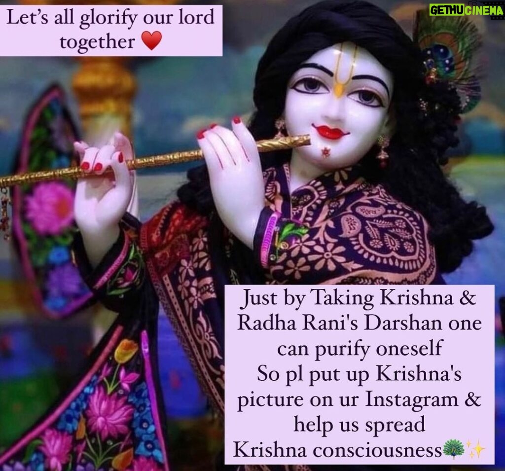 Anagha Bhosale Instagram - Whatever we have is not ours it’s his so let’s put him first & with a grateful heart…..Please everyone help Srila prabhupada to spread Krishna consciousness….pl put up a picture of Krishna & tell everyone the importance of becoming Krishna conscious. It’s important we spread the awareness of how important human birth is ✨🦚 Type Hare Krishna everyone ⬇
