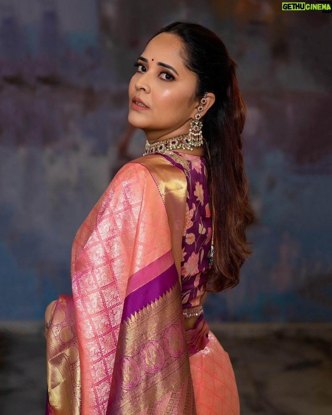Anasuya Bharadwaj Instagram - It doesn’t get easier. You just get stronger. Look,Blouse design & Styled by @rishi_chowdary Saree @gvmall.piduguralla Blouse @ithiofficial MUA @makeupbysiva HSA @telusivakrishna Jewellery @orafojewels PC @valmikiramuphotography Celebrity Management by @kalyansunkara @umediaentartainments