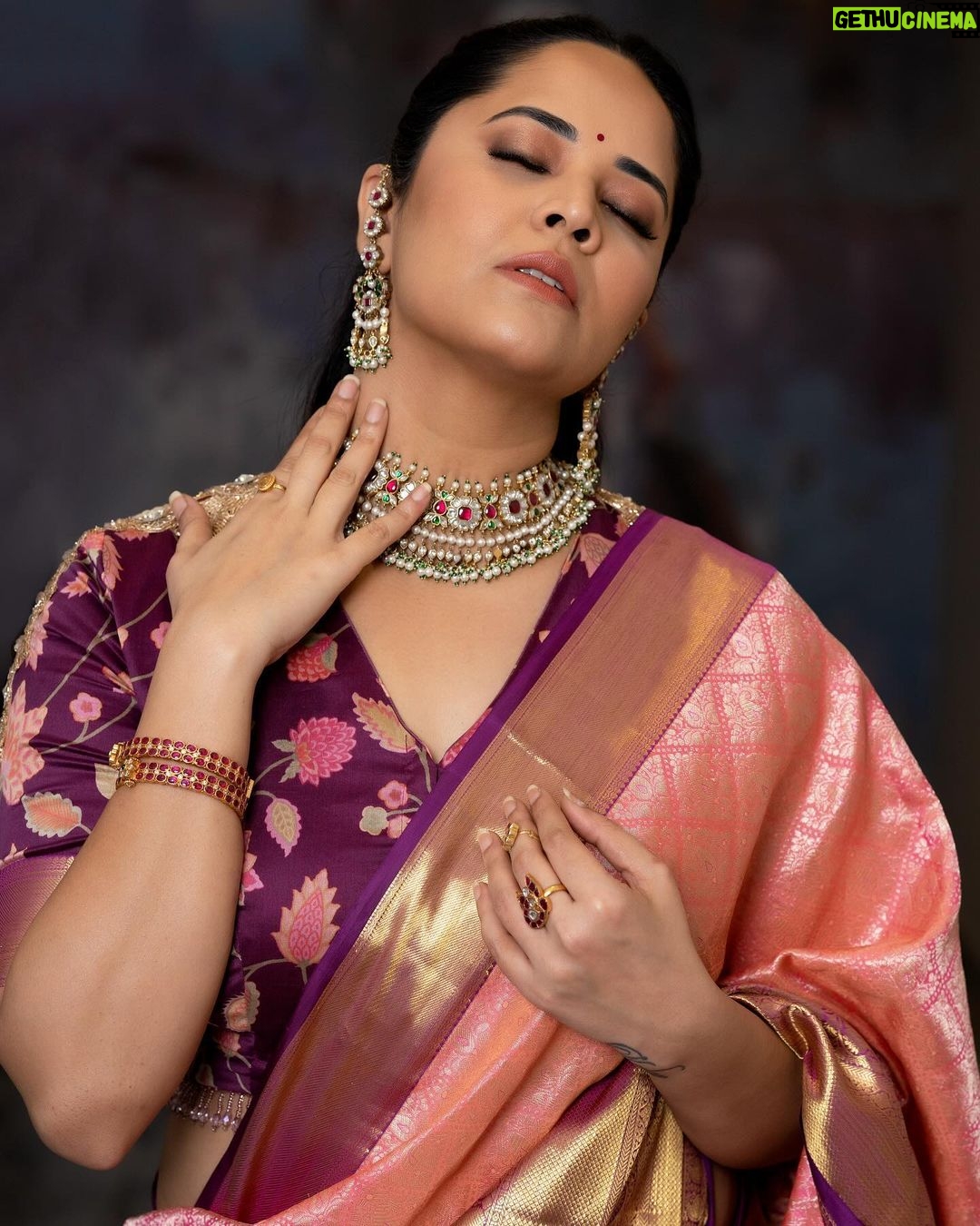 Anasuya Bharadwaj Instagram - It doesn’t get easier. You just get stronger. Look,Blouse design & Styled by @rishi_chowdary Saree @gvmall.piduguralla Blouse @ithiofficial MUA @makeupbysiva HSA @telusivakrishna Jewellery @orafojewels PC @valmikiramuphotography Celebrity Management by @kalyansunkara @umediaentartainments