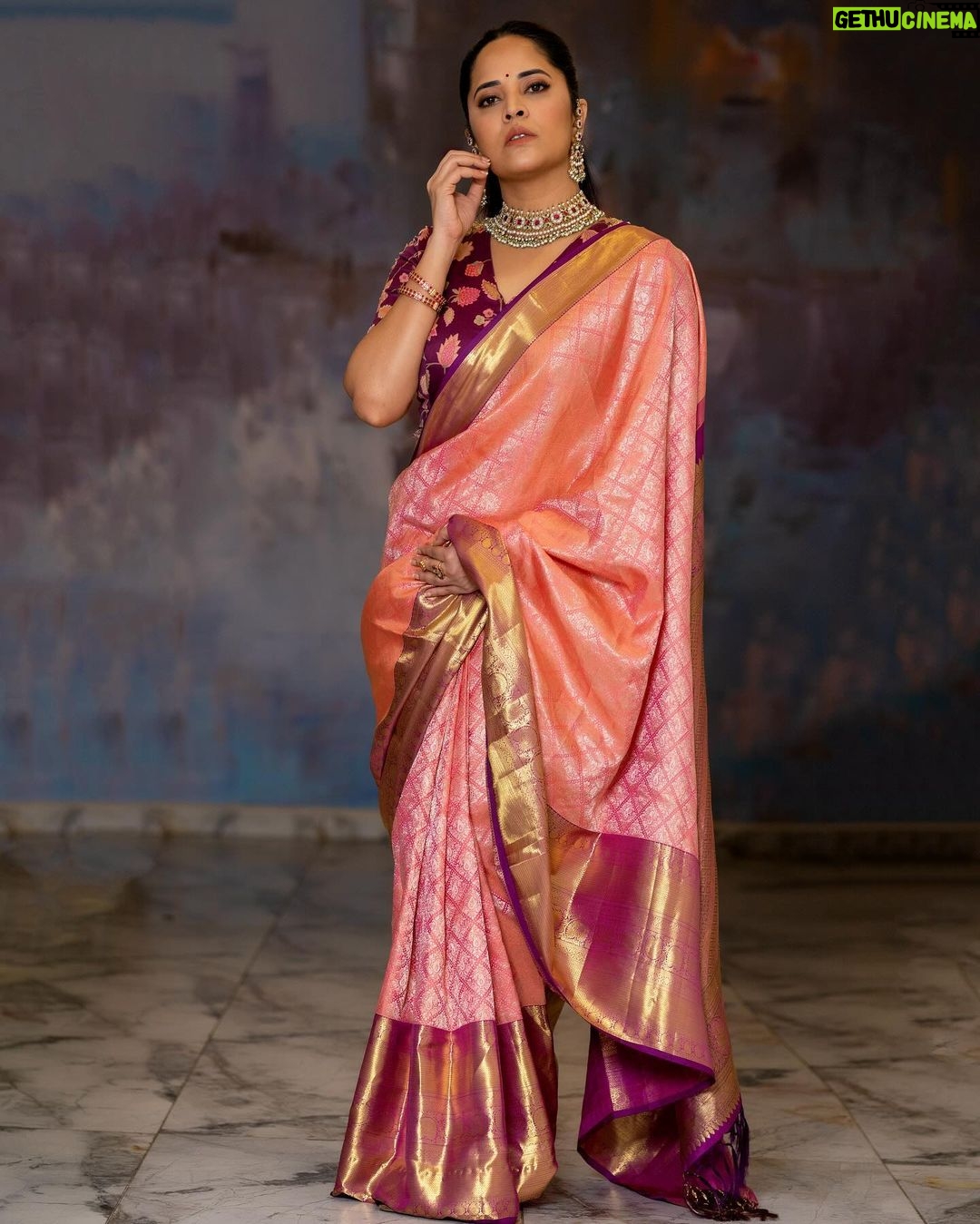 Anasuya Bharadwaj Instagram - It doesn’t get easier. You just get stronger. Look,Blouse design & Styled by @rishi_chowdary Saree @gvmall.piduguralla Blouse @ithiofficial MUA @makeupbysiva HSA @telusivakrishna Jewellery @orafojewels PC @valmikiramuphotography Celebrity Management by @kalyansunkara @umediaentartainments