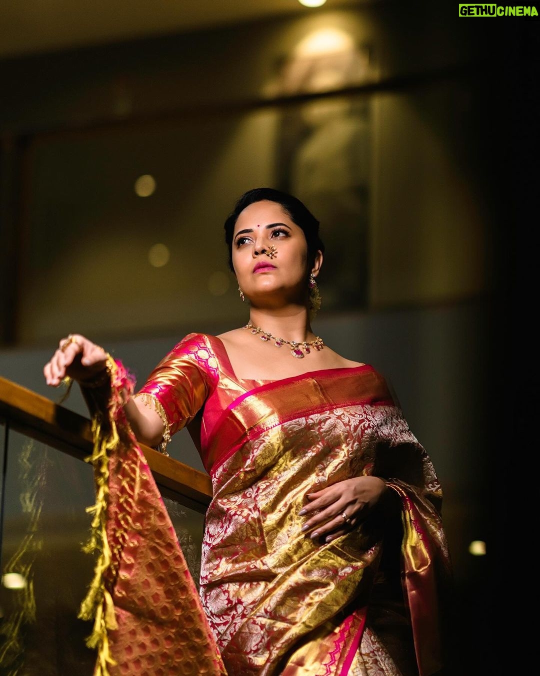 Anasuya Bharadwaj Instagram - Strength is looking back and seeing what you’ve been through and knowing you were strong enough to make it through! 💪🏻🩷 Look,Blouse design & Styled by @rishi_chowdary Blouse @ithiofficial MUA @makeupbysiva HSA @telusivakrishna Jewellery @ithijewels PC: @valmikiramuphotography Celebrity Management by @kalyansunkara @umediaentartainments Asst by @karthik12340
