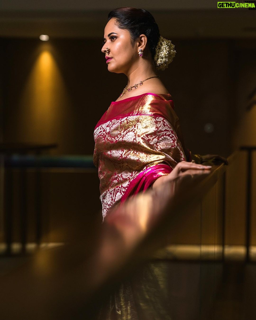 Anasuya Bharadwaj Instagram - Strength is looking back and seeing what you’ve been through and knowing you were strong enough to make it through! 💪🏻🩷 Look,Blouse design & Styled by @rishi_chowdary Blouse @ithiofficial MUA @makeupbysiva HSA @telusivakrishna Jewellery @ithijewels PC: @valmikiramuphotography Celebrity Management by @kalyansunkara @umediaentartainments Asst by @karthik12340