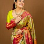 Anasuya Bharadwaj Instagram - Happiness looks gorgeous on you 🌼🧿 Look design & Styled by @rishi_chowdary 🧡 Saree by @cmrshoppingmall 🫶🏻 Blouse @ithiofficial 🫰🏻 MUA @makeupbysiva 💄 HSA @telusivakrishna 🪮 Jewellery @ithijewels ✨ PC: Team @valmikiramuphotography 📸 Celebrity Management by @kalyansunkara 🙎🏻‍♂️ @umediaentartainments