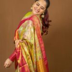 Anasuya Bharadwaj Instagram - Happiness looks gorgeous on you 🌼🧿 Look design & Styled by @rishi_chowdary 🧡 Saree by @cmrshoppingmall 🫶🏻 Blouse @ithiofficial 🫰🏻 MUA @makeupbysiva 💄 HSA @telusivakrishna 🪮 Jewellery @ithijewels ✨ PC: Team @valmikiramuphotography 📸 Celebrity Management by @kalyansunkara 🙎🏻‍♂️ @umediaentartainments