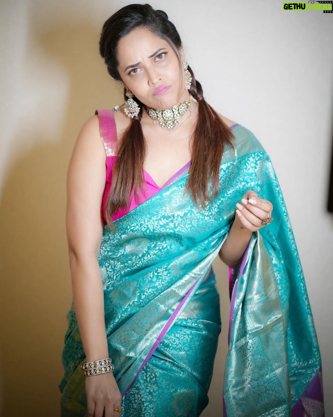 Anasuya Bharadwaj Instagram - .. But then see.. I am still a 👧🏻 at ❤️ 🫠🥰 Blouse design and Styling @rishi_chowdary Blouse @ithiofficial Saree @aakruti_shoppingmall Accessories @bcos_its_silver MUA @makeupbysiva HSA @telusivakrishna PC @delight_photography_official Celebrity management @kalyansunkara @umediaentartainments