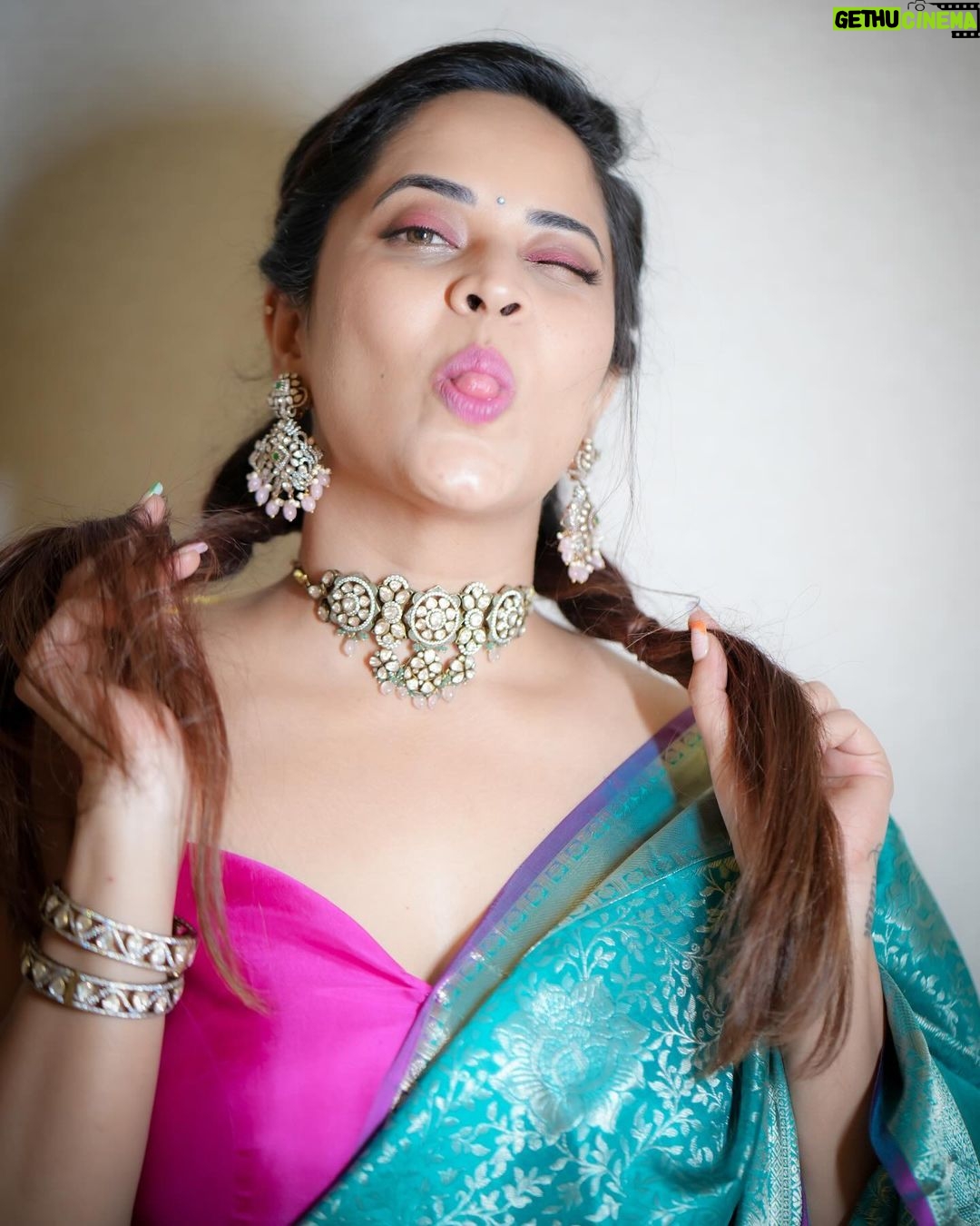 Anasuya Bharadwaj Instagram - .. But then see.. I am still a 👧🏻 at ❤️ 🫠🥰 Blouse design and Styling @rishi_chowdary Blouse @ithiofficial Saree @aakruti_shoppingmall Accessories @bcos_its_silver MUA @makeupbysiva HSA @telusivakrishna PC @delight_photography_official Celebrity management @kalyansunkara @umediaentartainments