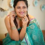 Anasuya Bharadwaj Instagram - .. But then see.. I am still a 👧🏻 at ❤️ 🫠🥰 Blouse design and Styling @rishi_chowdary Blouse @ithiofficial Saree @aakruti_shoppingmall Accessories @bcos_its_silver MUA @makeupbysiva HSA @telusivakrishna PC @delight_photography_official Celebrity management @kalyansunkara @umediaentartainments