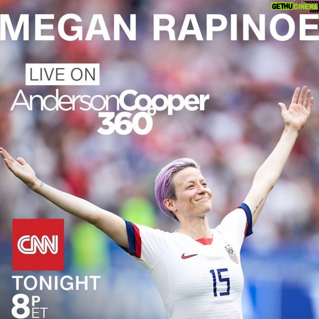 Anderson Cooper Instagram - Can’t wait to interview @mrapinoe on @andersoncooper360 tonight at 8pm! What would you like to know about her?
