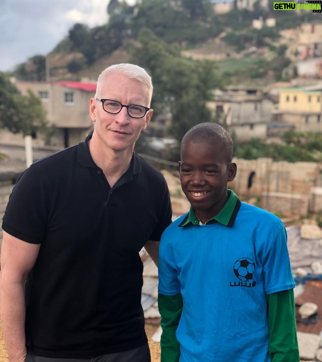 Anderson Cooper Instagram - Working in #Haiti, one of my favorite countries, this weekend. We first met Monley when he was rescued from the rubble of his home a week after the earthquake. He is in school, studying hard, and now wants to be either a doctor or a soccer player.