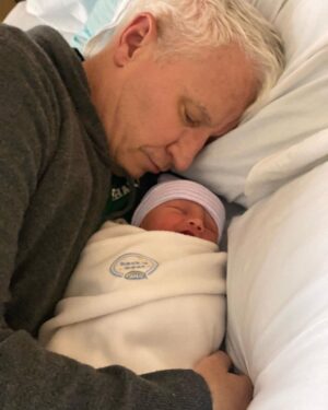 Anderson Cooper Instagram - Cuddling with Sebastian the day after he was born
