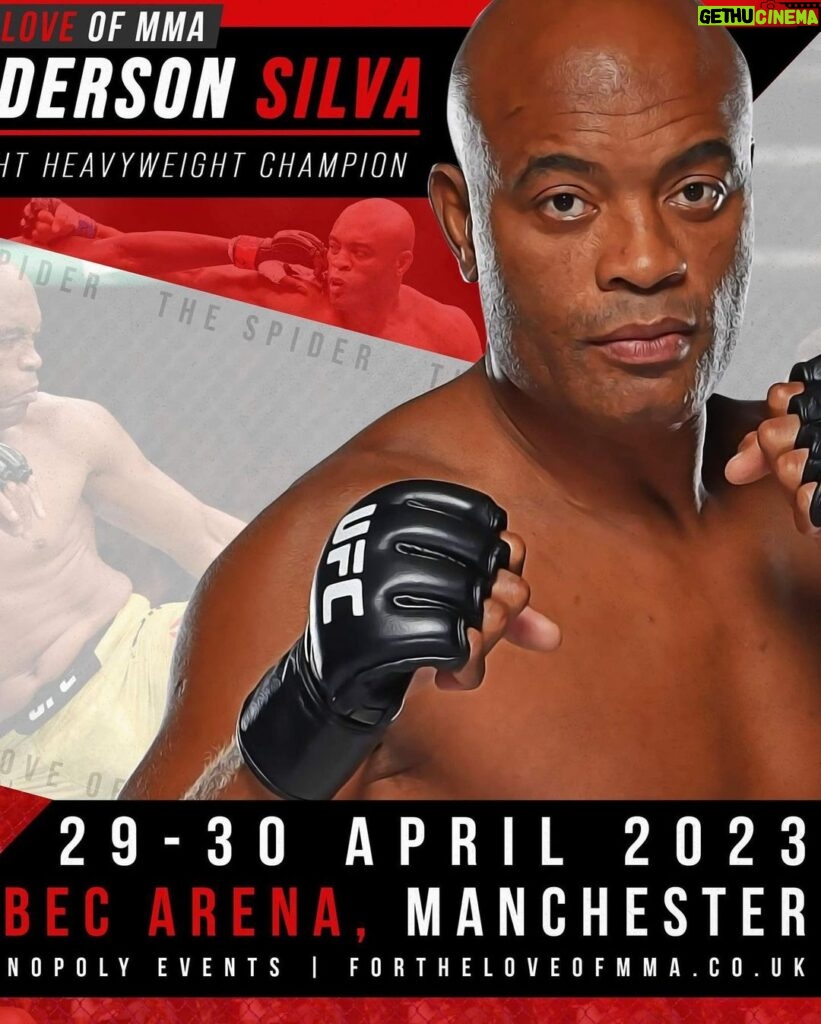 Anderson Silva Instagram - Looking forward to meeting all my fans on April 29-30 in Manchester U.K. with many other UFC stars at For the Love of MMA. I will be signing autographs and taking pictures with fans. See you there, grab your tickets at www.fortheloveofmma.co.uk